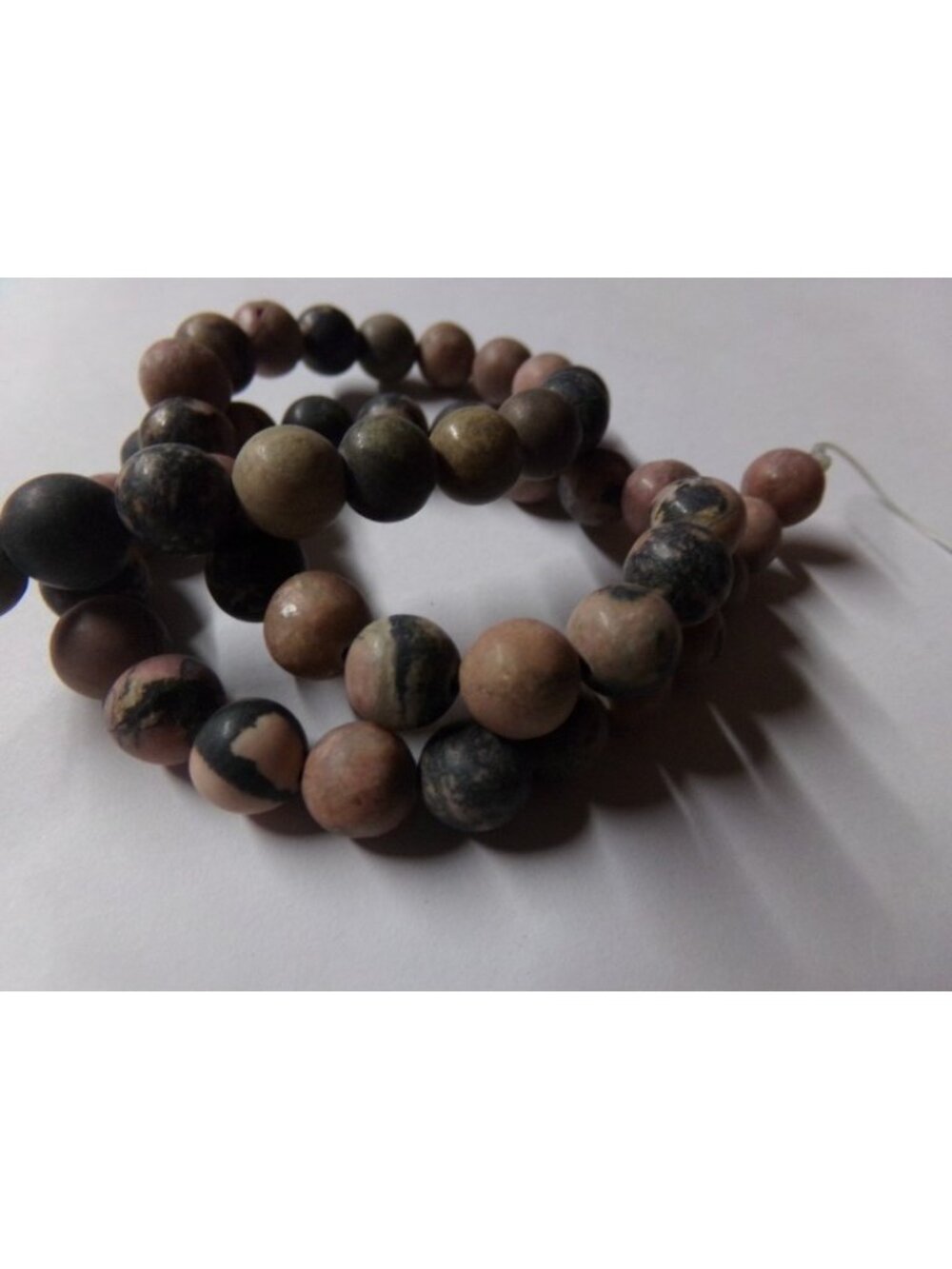 1 Strand Frosted Rhodonite Round 8mm Beads